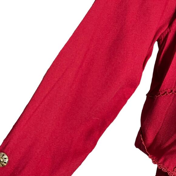 S.L. Petites Midi Long Sleeve Dress Women's 8 Red Jacket Tie Back Modest Vintage - Picture 11 of 15